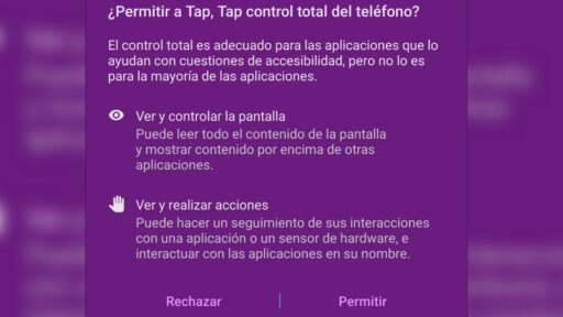 Para poder utilizar Tap Tap La nueva función android requiere una serie de permisos.